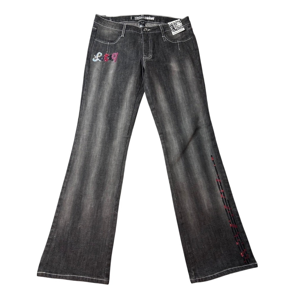 VTG Lot29 Looney Tunes Sylvester Size 9 Sequin‎ Flare Jeans Black Y2K 32x30 NWT